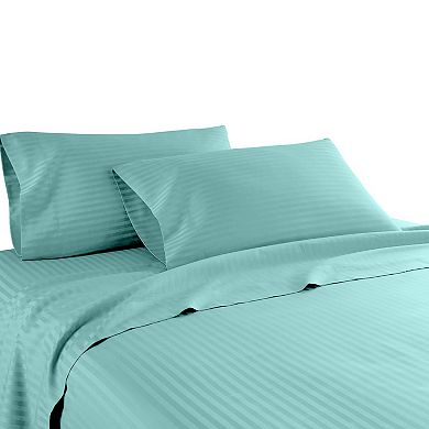 London Collection 600 Thread Count Wrinkle Resistant Woven Stripe 100% Egyptian Cotton Sheet Set