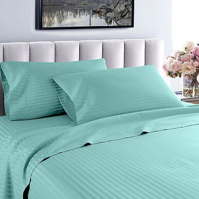 London Collection 600 Thread Count Wrinkle Resistant Woven Stripe 100% Egyptian Cotton Sheet Set