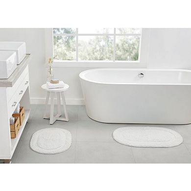 Kate Aurora Spa Retreat 100 Percent Pile Cotton 2 Piece Oval Bath Rug Set