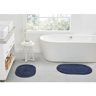 Kate Aurora Spa Retreat 100 Percent Pile Cotton 2 Piece Oval Bath Rug Set