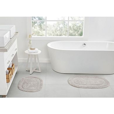 Kate Aurora Spa Retreat 100 Percent Pile Cotton 2 Piece Oval Bath Rug Set