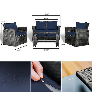Nestl 4 Piece Wicker Patio Furniture Sets