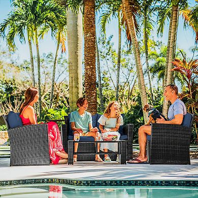 Nestl 4 Piece Wicker Patio Furniture Sets
