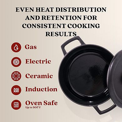 Alva Nori 2.5qt Enameled Cast Iron Dutch Oven, Mini Cocotte & Bamboo Steamer Set