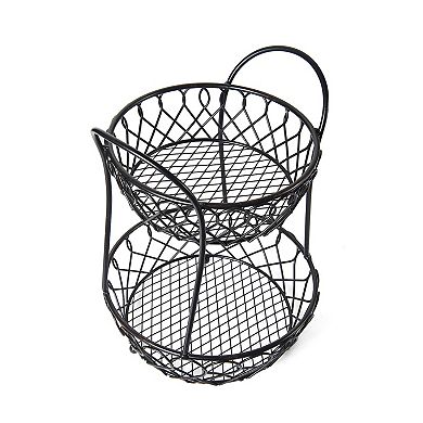 Gourmet Basics Loop and Lattice 2-Tier Wire Basket