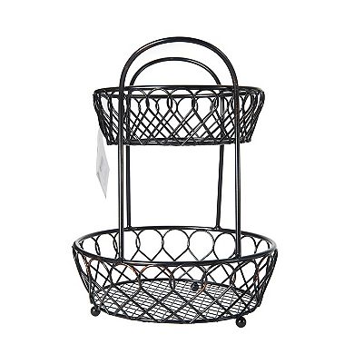 Gourmet Basics Loop and Lattice 2-Tier Wire Basket