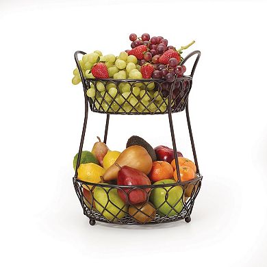 Gourmet Basics Loop and Lattice 2-Tier Wire Basket