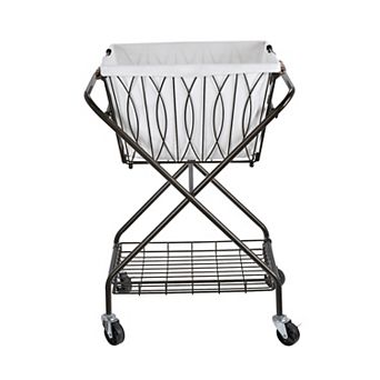 Gourmet Basics Artesa Verona Collapsible Metal Laundry Cart with Removable Basket & Canvas Bag