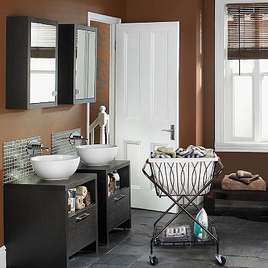 Gourmet Basics Artesa Verona Collapsible Metal Laundry Cart with Removable Basket & Canvas Bag