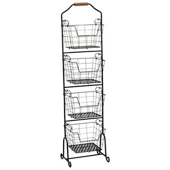 Gourmet Basics Ferme 4 tier Metal Floor Standing Storage Baskets