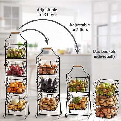 Gourmet Basics Ferme 4-Tier Metal Floor Standing Storage Baskets