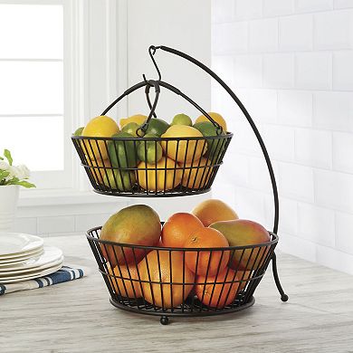 Gourmet Basics Tully 2-Tier Basket with Banana Hook