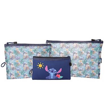 Disney's Stitch Hawaiian Print 3 pc Travel Pouch Set