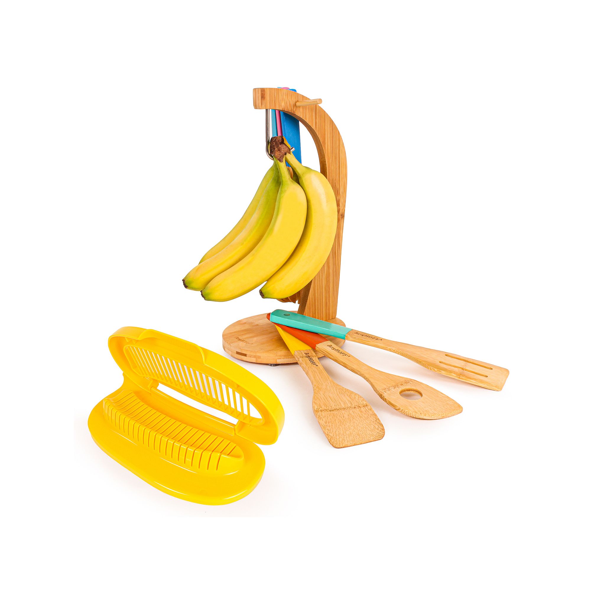 BergHOFF Bamboo Banana Hanger and Cutter Set, Brown