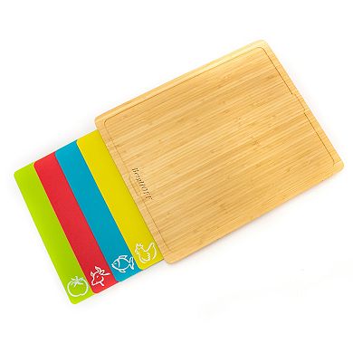 BergHOFF Aaron Probyn 5-Piece Cheese Knife and Bamboo Board Set with Inserts