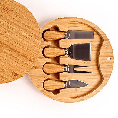 BergHOFF Stainless Steel 6-Piece Cheese Knives and Bamboo Round Board Set