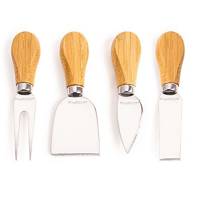 BergHOFF Stainless Steel 6-Piece Cheese Knives and Bamboo Round Board Set