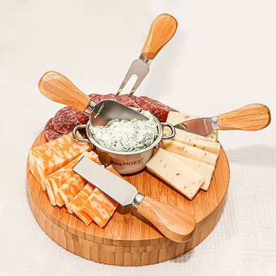 BergHOFF Stainless Steel 6-Piece Cheese Knives and Bamboo Round Board Set