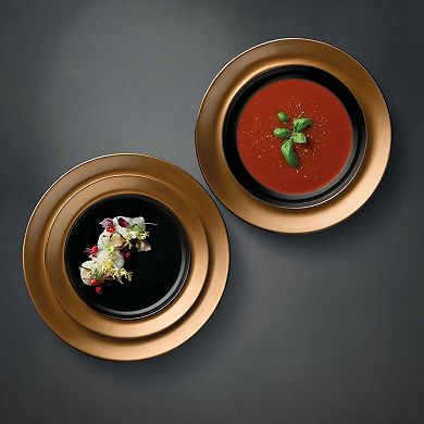 BergHOFF GEM 3-Piece Black and Gold Porcelain Plate Set
