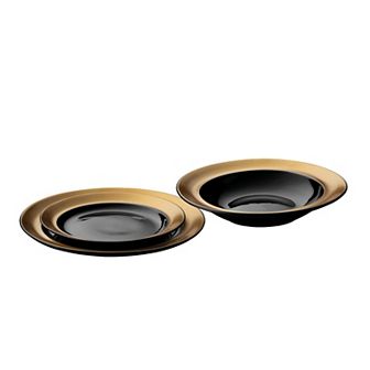 BergHOFF GEM 3 pc Black and Gold Porcelain Plate Set