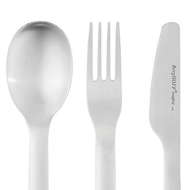BergHOFF Leo 4-Piece 18/10 Stainless Steel Travel Flatware & Pink Holder Set
