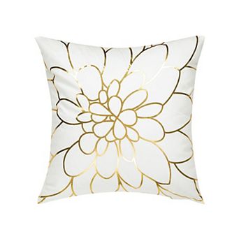 Gold Stamping Soft Outdoor Square Throw Pillow Covers Flower Print 1 pc