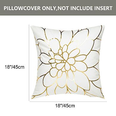 Gold Stamping Soft Outdoor Square Throw Pillow Covers Flower Print 1Pc