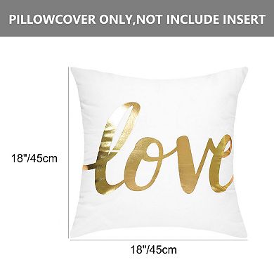 Gold Stamping Soft Square Throw Pillow Covers Set Love Letter 2Pcs