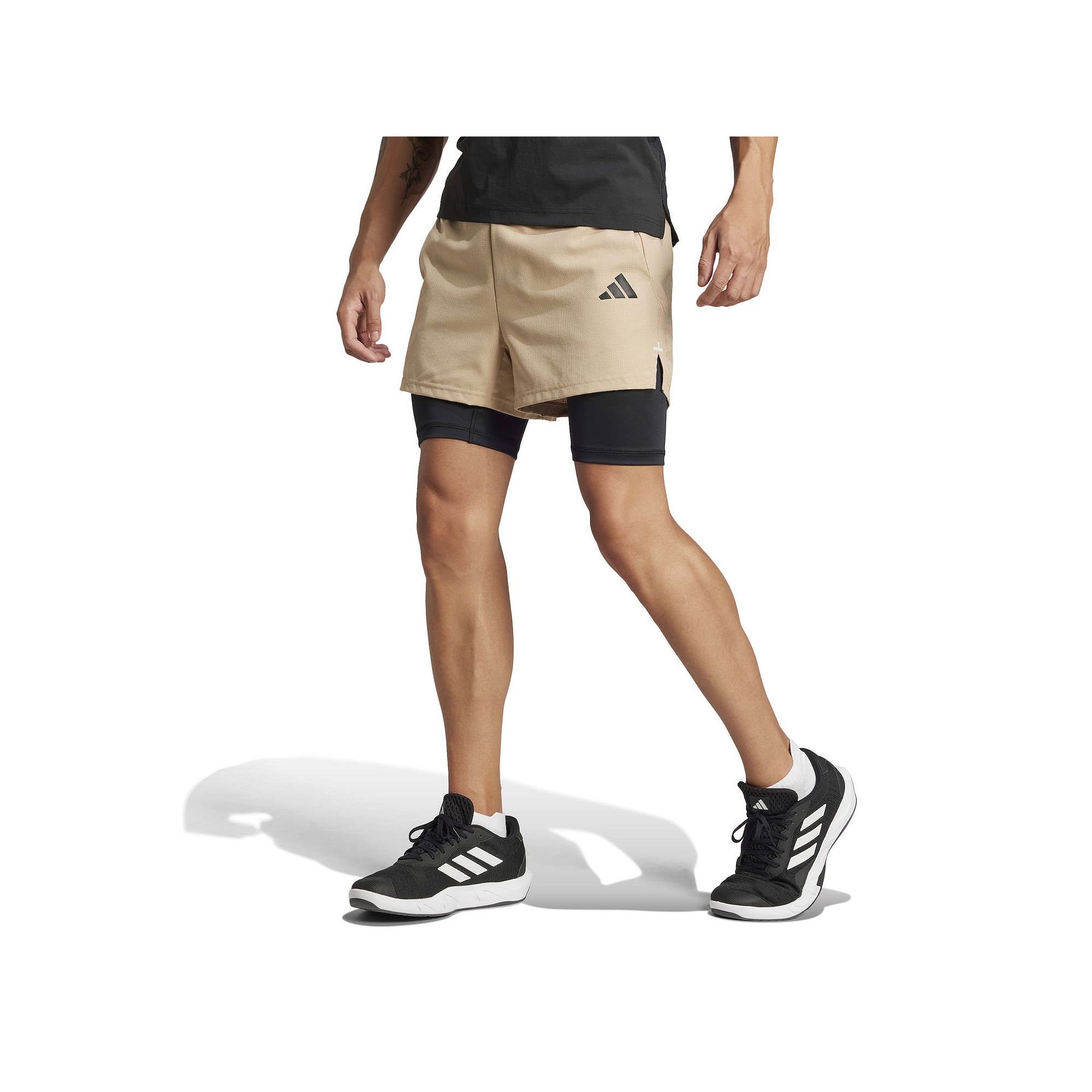Mens adidas Gym + Climacool Training 2-in-1 Shorts, Size: XL, Warm Brown B