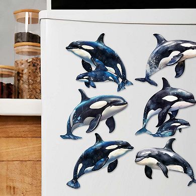 Majestic Orcas Decorative Wooden Magnets Set of 6 by G. Debrekht