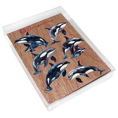 Majestic Orcas Decorative Wooden Magnets Set of 6 by G. Debrekht