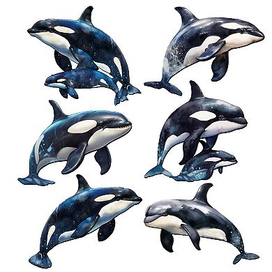 Majestic Orcas Decorative Wooden Magnets Set of 6 by G. Debrekht