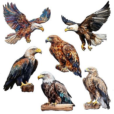 Eagle's Flight Decorative Wooden Magnets Set of 6 by G. Debrekht
