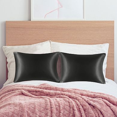 Set of 2 Luxury Silky Pillow Cover with Zipper Closure Travel 20" x 14"