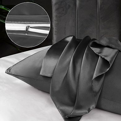 Set of 2 Luxury Silky Pillow Cover with Zipper Closure Travel 20" x 14"