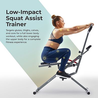 Sunny Health & Fitness Smart Upright Row-N-Ride® Hydraulic Squat Assist Trainer Machine