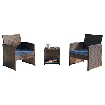 Nestl 3 pc Patio Furniture Wicker Conversation Set