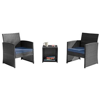 Nestl 3 pc Patio Furniture Wicker Conversation Set