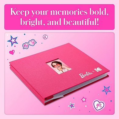 Barbie x Kodak Pink 8x8” Cloth Covered Scrapbook Photo Album with Front Picture Window