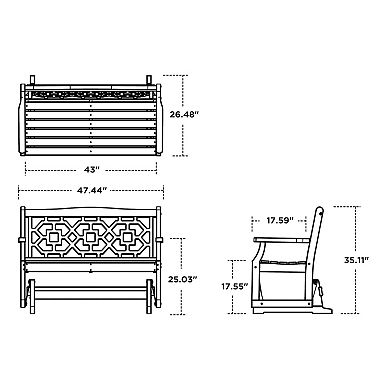 Martha Stewart by POLYWOOD Chinoiserie Outdoor Glider Bench