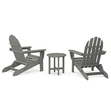 POLYWOOD Classic Folding Outdoor Adirondack Chair & Side Table 3-Piece Set