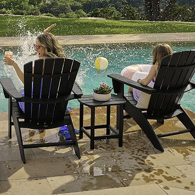 POLYWOOD Nautical Outdoor Curveback Adirondack 3-Piece Set