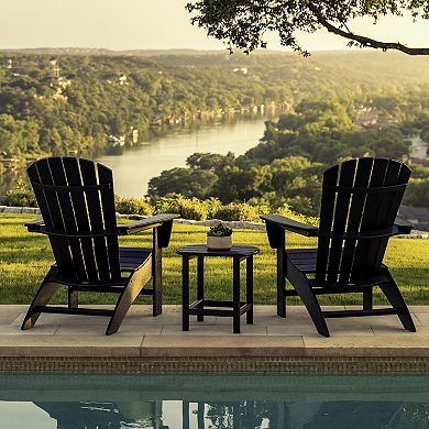 POLYWOOD Nautical Outdoor Curveback Adirondack 3-Piece Set