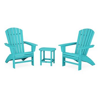 POLYWOOD Nautical Outdoor Curveback Adirondack 3 pc Set