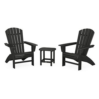 POLYWOOD Nautical Outdoor Curveback Adirondack 3 pc Set