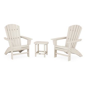 POLYWOOD Nautical Outdoor Curveback Adirondack 3 pc Set