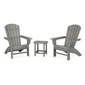 POLYWOOD Nautical Outdoor Curveback Adirondack 3 pc Set