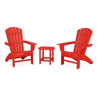 POLYWOOD Nautical Outdoor Curveback Adirondack 3 pc Set