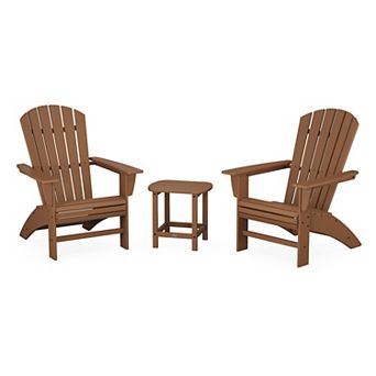 POLYWOOD Nautical Outdoor Curveback Adirondack 3 pc Set