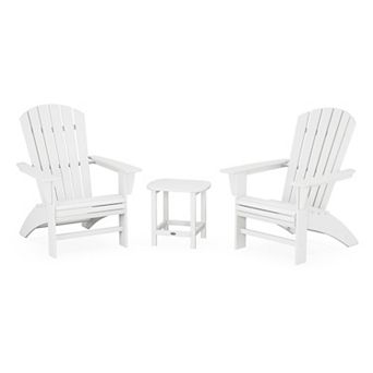 POLYWOOD Nautical Outdoor Curveback Adirondack 3 pc Set